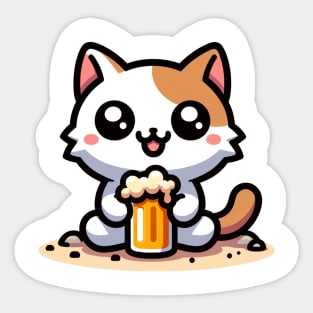 Cat with beer Sticker